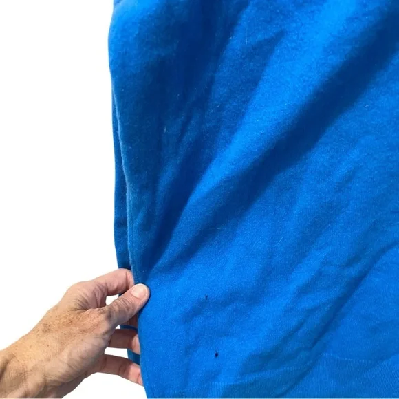 DUKE OF SCOTLAND Men’s Vibrant Blue V-Neck Cashmere Sweater Size XXL shrunk to L - Picture 3 of 12